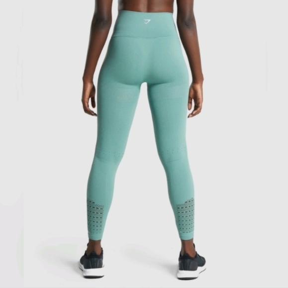 Gymshark energy seamless leggings blue green  sz M - Picture 1 of 7